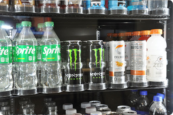 Beverage options at a micro mart